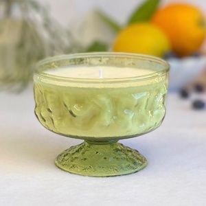 Vintage Anchor Hocking Green Lido Milano Cactus Flower Scented Soy Candle